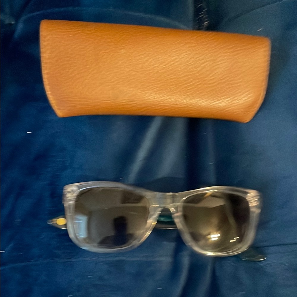 Clear Frame Sunglasses with Brown Case
